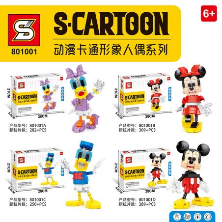 SHENG YUAN SY 801001A 801001B 801001C 801001D non  DISNEY 4 MÔ HÌNH DAISY MINNIE DONALD DUCK MICKEY MOUSE bộ đồ chơi xếp lắp ráp ghép mô hình S-CARTOON Chuột Mickey 1130 khối