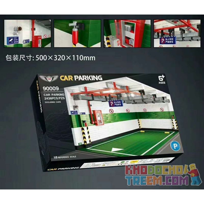 QIZHILE 90009 non  BÃI ĐẬU XE NGẦM CHỖ 1 8 tỷ lệ 1:8 bộ đồ chơi xếp lắp ráp ghép mô hình Creator Expert CAR PARKING Chuyên Gia Sáng Tạo 2436 khối