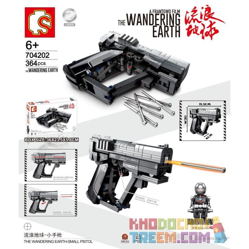 SEMBO 704202 non  SÚNG LỤC NHỎ bộ đồ chơi xếp lắp ráp ghép mô hình The Wandering Earth THE WANDERING EARTH SMALL PISTOL Lưu Lạc Địa Cầu 364 khối