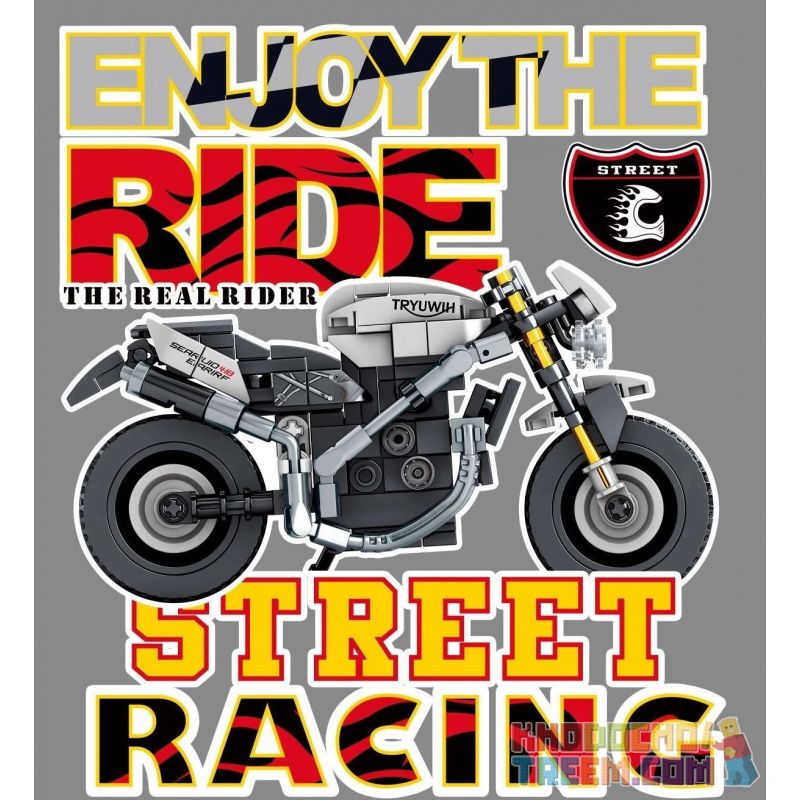 IBLOCK PL-920-185 920-185 PL920-185 SEMBO 701113 non  TRIUMPH MOTORCYCLE. bộ đồ chơi xếp lắp ráp ghép mô hình Motorcycle Motorbike TRIUMPH FROG Xe Hai Bánh 235 khối