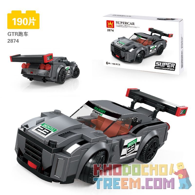 WANGE 2874 non  SUPER RACING GTR. bộ đồ chơi xếp lắp ráp ghép mô hình Speed Champions Racing Cars SUPER CHAMPIONS Đua Xe Công Thức 174 khối