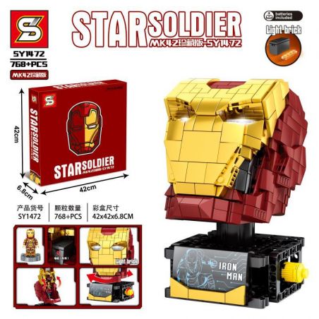 SHENG YUAN SY SY1472 1472 non  TÁC PHẨM ĐIÊU KHẮC ĐẦU IRON MAN MK42 COLLECTOR'S EDITION bộ đồ chơi xếp lắp ráp ghép mô hình Star Wars STAR SOLDIER Chiến Tranh Giữa Các Vì Sao 768 khối