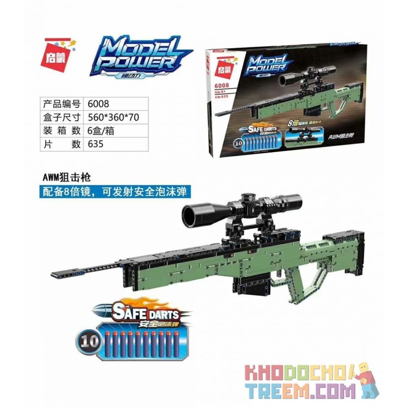 Enlighten 6008 Qman 6008 non  SÚNG BẮN TỈA AWM bộ đồ chơi xếp lắp ráp ghép mô hình  MODEL POWER Kỹ Thuật Công Nghệ Cao Mô Hình Phương Tiện 635 khối