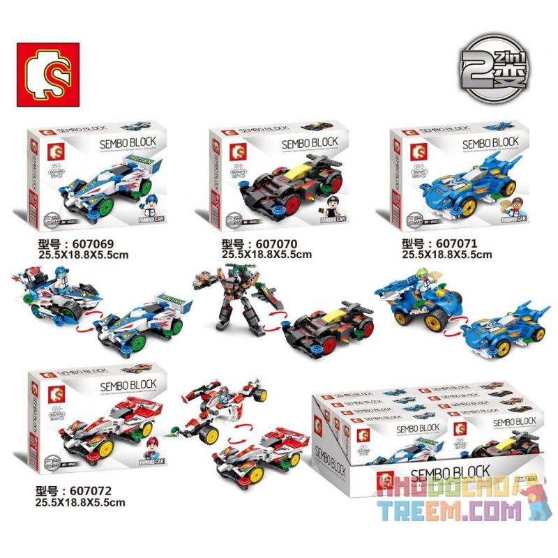 SEMBO 607070 non  MŨ BỐN BÁNH MŨI TÊN TAM GIÁC MỚI bộ đồ chơi xếp lắp ráp ghép mô hình Speed Champions Racing Cars FAMOUS CAR Đua Xe Công Thức 157 khối