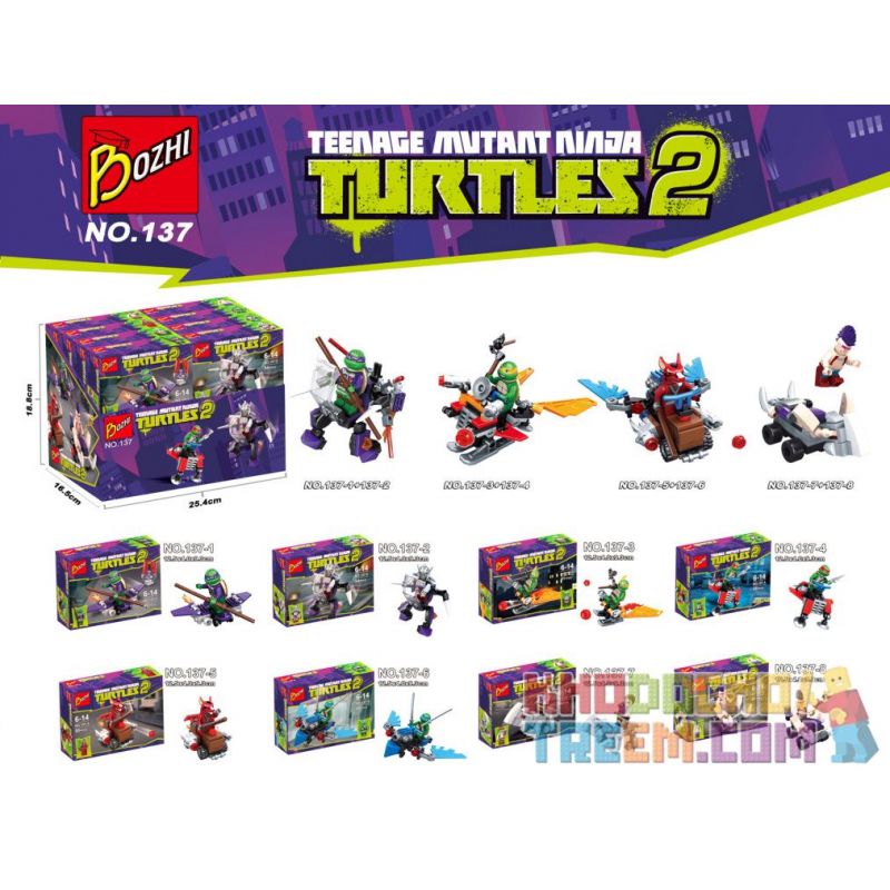 BOZHI 137 non  NINJA RÙA ĐỘT BIẾN TUỔI TEEN bộ đồ chơi xếp lắp ráp ghép mô hình Teenage Mutant Ninja Turtles TURTLES 2