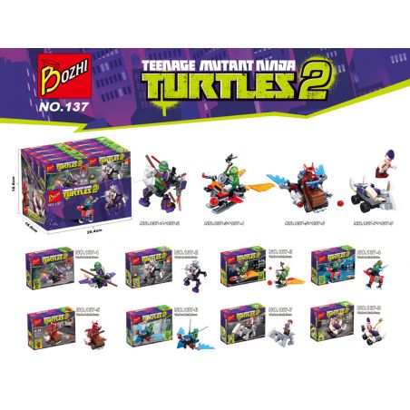 BOZHI 137 non  NINJA RÙA ĐỘT BIẾN TUỔI TEEN bộ đồ chơi xếp lắp ráp ghép mô hình Teenage Mutant Ninja Turtles TURTLES 2