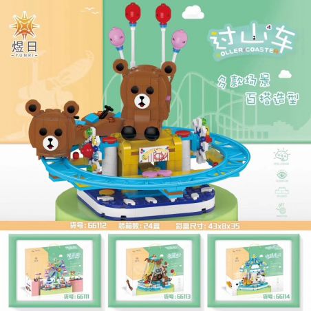 YURI 66112 non  TÀU LƯỢN SIÊU TỐC GẤU bộ đồ chơi xếp lắp ráp ghép mô hình City Modern Paradise ROLLER COASTER Thành Phố Thiên Đường Hiện Đại 580 khối