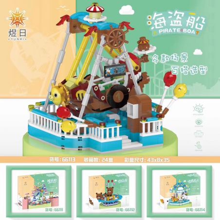 YURI 66113 non  TÀU CƯỚP BIỂN bộ đồ chơi xếp lắp ráp ghép mô hình City Modern Paradise A PIRATE BOAT Thành Phố Thiên Đường Hiện Đại 593 khối