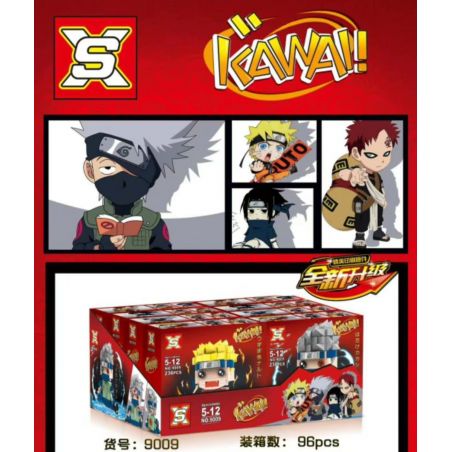 SX 9009-1 9009-2 9009-3 9009-4 non  ĐẦU TO CÓ 4 LOẠI NARUTO UZUMAKI KAKASHI HAGI SASUKE UCHIHA GAARA bộ đồ chơi xếp lắp ráp ghép mô hình KAWAI Ninja 920 khối