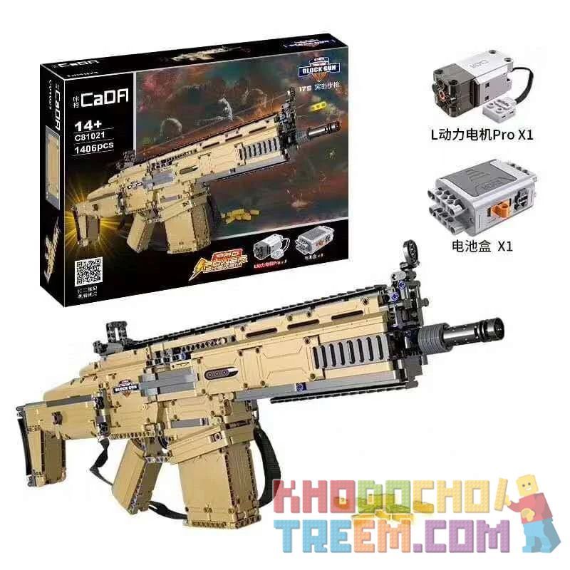 DOUBLEE CADA C81021 81021 non  SÚNG TRƯỜNG TẤN CÔNG FN SCAR 17S bộ đồ chơi xếp lắp ráp ghép mô hình  BLOCK GUN Kỹ Thuật Công Nghệ Cao Mô Hình Phương Tiện 1406 khối