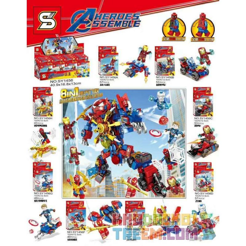 SHENG YUAN SY SY1456 1456 non  SPIDER HERO EXPEDITION MECH MINIFIGURE 8 SỰ KẾT HỢP bộ đồ chơi xếp lắp ráp ghép mô hình Super Heroes HEROES ASSEMBLE Siêu Nhân Anh Hùng 411 khối