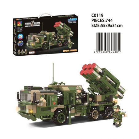 WOMA C0119 0119 non  XE PHÓNG TÊN LỬA PHÒNG KHÔNG TẦM TRUNG VÀ NGẮN HONGQI-16 bộ đồ chơi xếp lắp ráp ghép mô hình World Of Ballistic Missile Trận Chiến Tên Lửa 744 khối