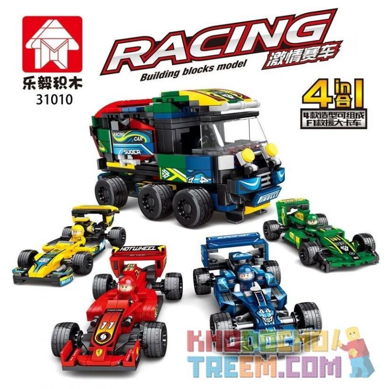 LEYI 31010D 31010A 31010B 31010C non  XE CỨU HỘ F1 4 TỔ HỢP bộ đồ chơi xếp lắp ráp ghép mô hình Racing Cuộc Đua 661 khối