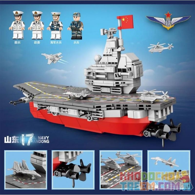 IBLOCK PL-920-177 920-177 PL920-177 SEMBO 202040 non  TÀU SƠN ĐÔNG bộ đồ chơi xếp lắp ráp ghép mô hình Military Army PLA' NAVY SHANDONG Quân Sự Bộ Đội 458 khối