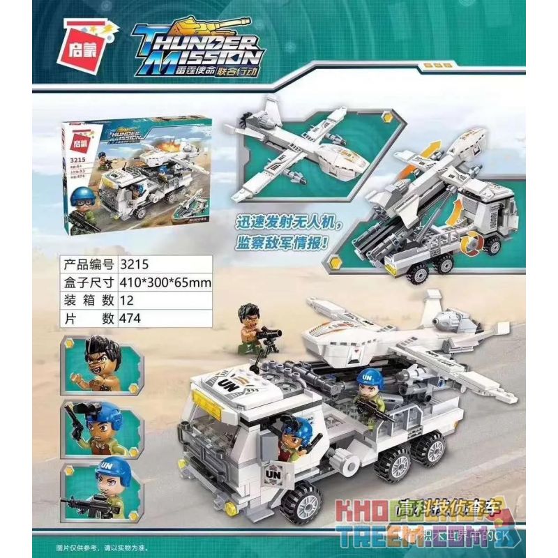 Enlighten 3215 Qman 3215 non  XE TRINH SÁT CÔNG NGHỆ CAO bộ đồ chơi xếp lắp ráp ghép mô hình Thunder Mission Nhiệm Vụ Sấm Sét 474 khối