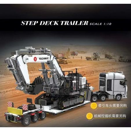 HAPPY BUILD YC-GC006 GC006 YCGC006 non  MÁY MÓC PALLET 1:10 tỷ lệ 1:10 bộ đồ chơi xếp lắp ráp ghép mô hình Build Team SHINEYU STEP DECK TRAILER Đội Xây Dựng 1501 khối