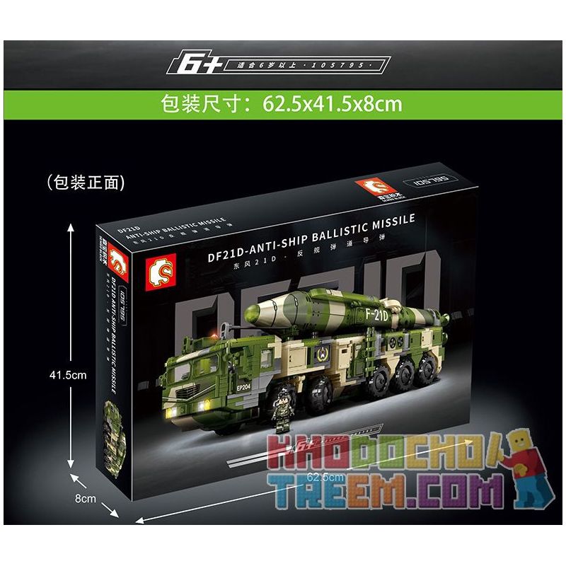 SEMBO 105795 non  TÊN LỬA ĐẠN ĐẠO CHỐNG HẠM DONGFENG 21D bộ đồ chơi xếp lắp ráp ghép mô hình Military Army DF21D-ANTI-SHIP BALLISTIC MISSILE Quân Sự Bộ Đội 1230 khối
