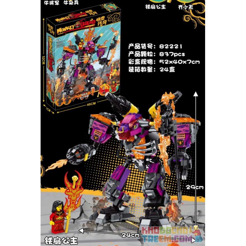 82221 non  NIU QUỶ VUA ROKER bộ đồ chơi xếp lắp ráp ghép mô hình Monkie Kid MONKY LENGEND Tây Du Ký Tôn Ngộ Không 837 khối