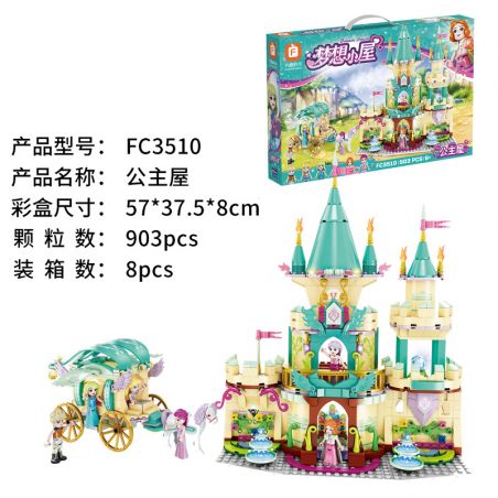 FORANGE FC3510 3510 non  NHÀ CÔNG CHÚA bộ đồ chơi xếp lắp ráp ghép mô hình Disney Princess DREAM HOUSE 903 khối