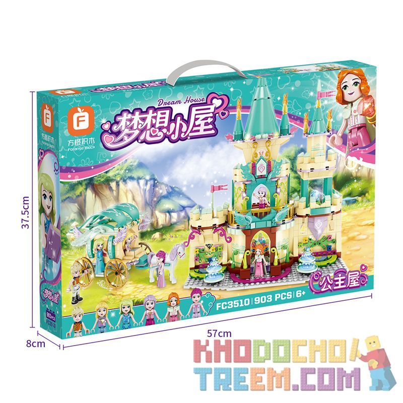 FORANGE FC3510 3510 non  NHÀ CÔNG CHÚA bộ đồ chơi xếp lắp ráp ghép mô hình Disney Princess DREAM HOUSE 903 khối