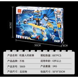 WANGE 5669 non  CÂU CHUYỆN VỀ NGƯỜI MÁY bộ đồ chơi xếp lắp ráp ghép mô hình ROBOT STORY 887 khối