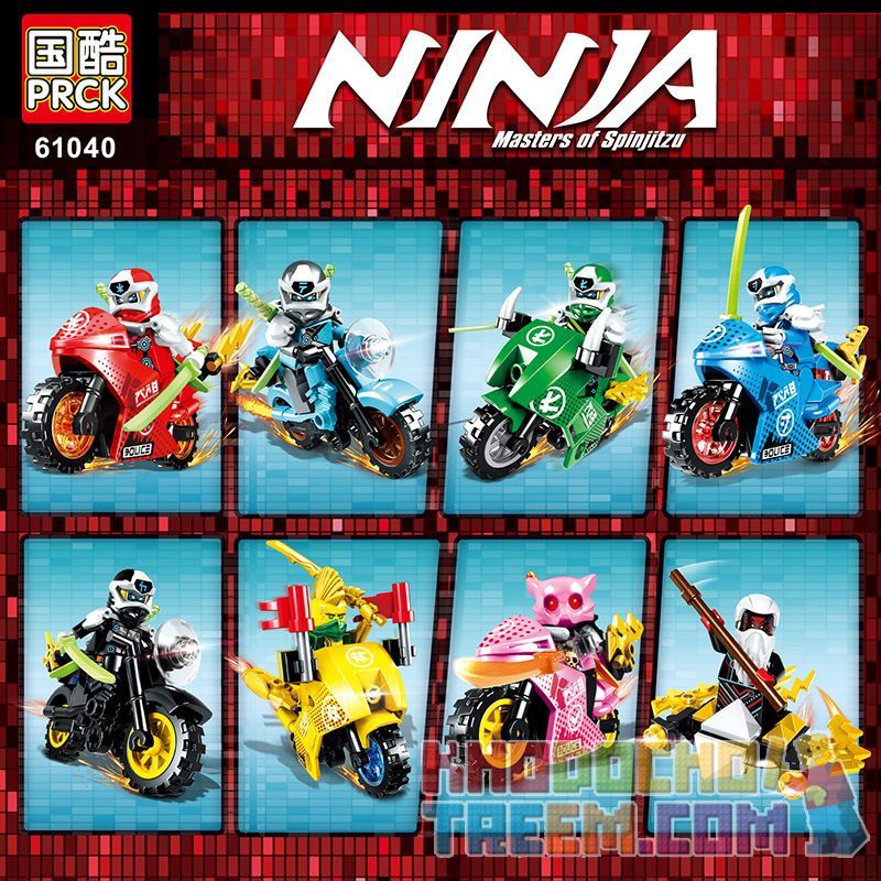 PRCK 61040 non  8 LOẠI NHÂN VẬT MINI MÔ TÔ NINJA bộ đồ chơi xếp lắp ráp ghép mô hình The  Ninjago Movie NINJA MASTERS OF SPINJITZU Ninja Lốc Xoáy