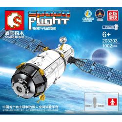 SEMBO 203303 non  NỀN TẢNG THỬ NGHIỆM KHÔNG GIAN CÓ NGƯỜI LÁI bộ đồ chơi xếp lắp ráp ghép mô hình Space Exploration SPACE FLIGHT Thám Hiểm Không Gian 1002 khối