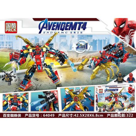 PRCK 64049 non  NHIỀU LOẠI SPIDERMAN MECH bộ đồ chơi xếp lắp ráp ghép mô hình Marvel Super Heroes AVENGEMT 4 Siêu Anh Hùng Marvel 322 khối