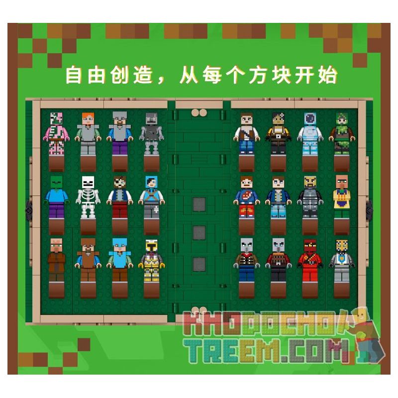 PRCK 63048 non  SÁCH PHIÊN BẢN KỶ NIỆM BỘ SƯU TẬP MINECRAFT bộ đồ chơi xếp lắp ráp ghép mô hình MY WORLD Game Xây Dựng 1436 khối