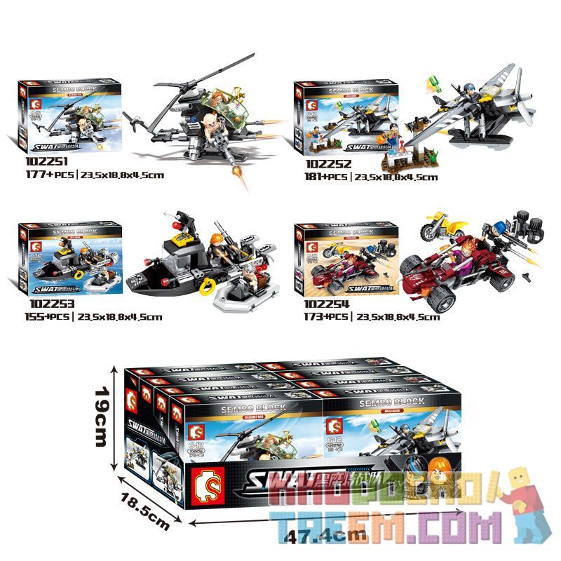 SEMBO 102254 non  LÁI XE SA MẠC bộ đồ chơi xếp lắp ráp ghép mô hình Swat Special Force Đặc Nhiệm 173 khối