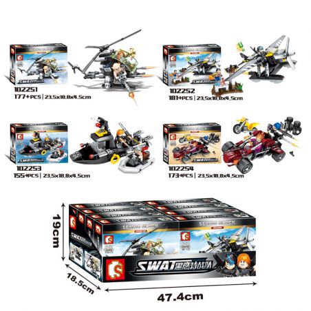 SEMBO 102254 non  LÁI XE SA MẠC bộ đồ chơi xếp lắp ráp ghép mô hình Swat Special Force Đặc Nhiệm 173 khối