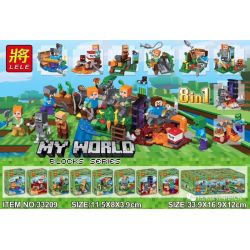 LELE 33209 non  MINIFIGURES 8 KIỂU 8IN1 bộ đồ chơi xếp lắp ráp ghép mô hình Minecraft MY WORLD Game Xây Dựng