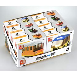 SLUBAN M38 non  4 LOẠI TÀU ĐIỆN NGẦM CỔ ĐIỂN MÀU CAM ĐẦU MÁY XE LỬA XANH TAXI HỒNG KÔNG ĐỎ BUÝT bộ đồ chơi xếp lắp ráp ghép mô hình Creator Sáng Tạo 214 khối