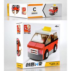 SLUBAN M38 non  4 LOẠI TÀU ĐIỆN NGẦM CỔ ĐIỂN MÀU CAM ĐẦU MÁY XE LỬA XANH TAXI HỒNG KÔNG ĐỎ BUÝT bộ đồ chơi xếp lắp ráp ghép mô hình Creator Sáng Tạo 214 khối