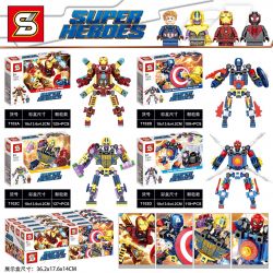 SHENG YUAN SY 7102A 7102B 7102C 7102D non  4 BÚP BÊ XÂY DỰNG SIÊU ANH HÙNG IRON MAN CAPTAIN AMERICA THANOS SPIDERMAN bộ đồ chơi xếp lắp ráp ghép mô hình Super Heroes SUPERHEROES Siêu Nhân Anh Hùng 478 khối