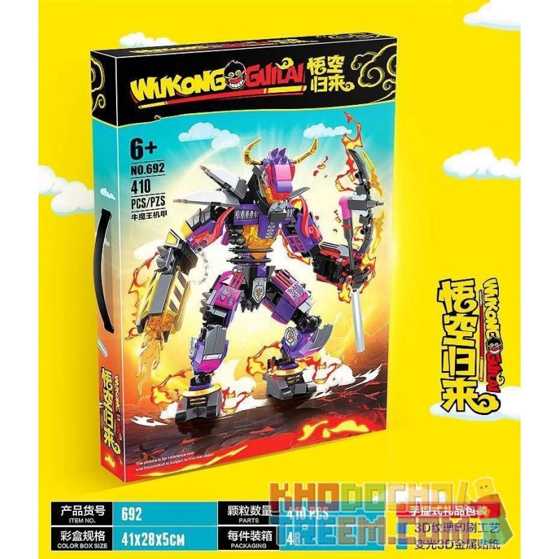 692 non  NIU QUỶ VUA ROKER bộ đồ chơi xếp lắp ráp ghép mô hình Monkie Kid Tây Du Ký Tôn Ngộ Không 410 khối