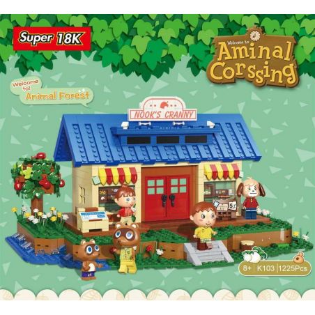 SUPER 18K K103 non  NHÀ NGHỈ ĐỘNG VẬT RỪNG bộ đồ chơi xếp lắp ráp ghép mô hình Movie & Game ANIMAL CROSSING Phim Và Trò Chơi 1225 khối