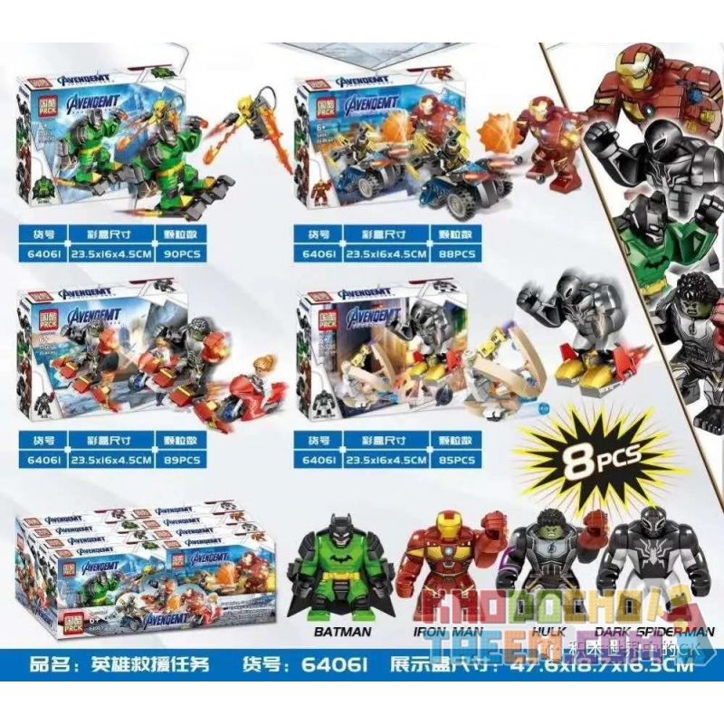 PRCK 64061 non  NHIỆM VỤ GIẢI CỨU ANH HÙNG 4 LOẠI bộ đồ chơi xếp lắp ráp ghép mô hình Super Heroes AVENGEMT Siêu Nhân Anh Hùng 344 khối