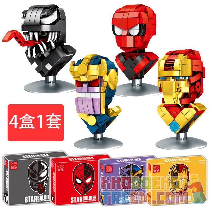 DINGGAO DG3001A 3001A DG3001B 3001B DG3001C 3001C DG3001D 3001D non  4 CHÂN DUNG ĐẦU DEADLY SYMBIOTE SPIDER-MAN DARK MILD IRON GOD OF WAR bộ đồ chơi xếp lắp ráp ghép mô hình Gundam STAR SOLDIER Đại Chiến Gundam 1032 khối