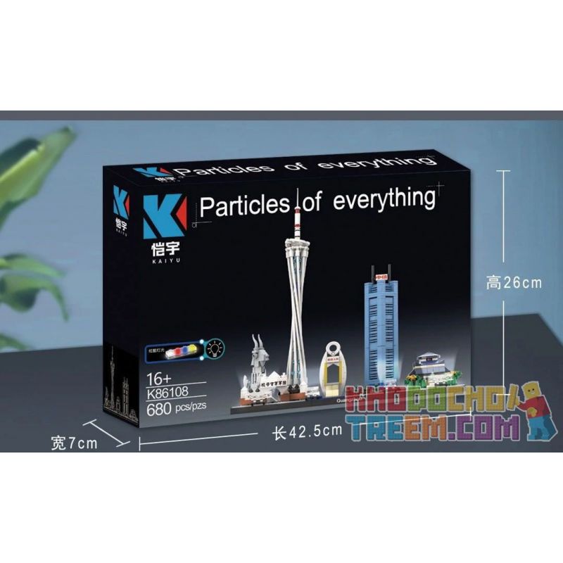 KAIYU K86108 86108 non  ĐƯỜNG CHÂN TRỜI QUẢNG CHÂU bộ đồ chơi xếp lắp ráp ghép mô hình Architecture PARTICLES OF EVERYTHING Công Trình Kiến Trúc 680 khối