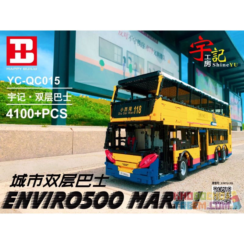 HAPPY BUILD YC-QC015 QC015 YCQC015 non  XE BUÝT HAI TẦNG THÀNH PHỐ bộ đồ chơi xếp lắp ráp ghép mô hình Build Team TRANSBUS ENVIRO 500 MARK Đội Xây Dựng 4314 khối