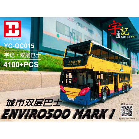 HAPPY BUILD YC-QC015 QC015 YCQC015 non  XE BUÝT HAI TẦNG THÀNH PHỐ bộ đồ chơi xếp lắp ráp ghép mô hình Build Team TRANSBUS ENVIRO 500 MARK Đội Xây Dựng 4314 khối