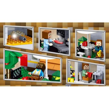 ZHEGAO QL0554 0554 non  NGÔI NHÀ GIẢI TRÍ HOANG DÃ bộ đồ chơi xếp lắp ráp ghép mô hình Minecraft Game Xây Dựng 610 khối