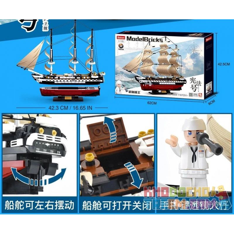 SLUBAN M38-B0836 B0836 0836 M38B0836 38-B0836 SUSENGO BCT0002 0002 non  TÀU KHU TRỤC NHỎ USS HIẾN PHÁP 1 170 tỷ lệ 1:170 bộ đồ chơi xếp lắp ráp ghép mô hình Racers USS. CONSTITUTION Đua Tốc Độ 1118 khối