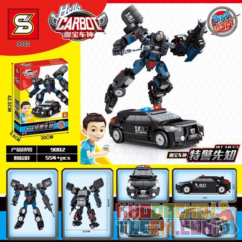 SHENG YUAN SY 9002 non  TIÊN TRI SWAT bộ đồ chơi xếp lắp ráp ghép mô hình Transformers HELLO CARBOT SKY S.W.A.T Robot Đại Chiến Người Máy Biến Hình 554 khối