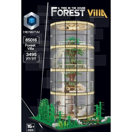 HENGTAI 85016 non  NHÀ KÍNH bộ đồ chơi xếp lắp ráp ghép mô hình Creator FOREST VILLA TREE IN THE HOUSE Sáng Tạo 3495 khối