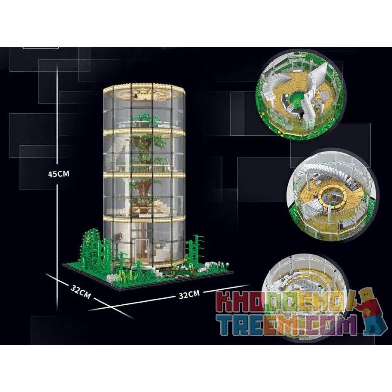 HENGTAI 85016 non  NHÀ KÍNH bộ đồ chơi xếp lắp ráp ghép mô hình Creator FOREST VILLA TREE IN THE HOUSE Sáng Tạo 3495 khối