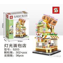 SHENG YUAN SY 5203 non  BAKERY SÁNG bộ đồ chơi xếp lắp ráp ghép mô hình Mini Modular SUNDAY BLOCK Đường Phố Thu Nhỏ 302 khối