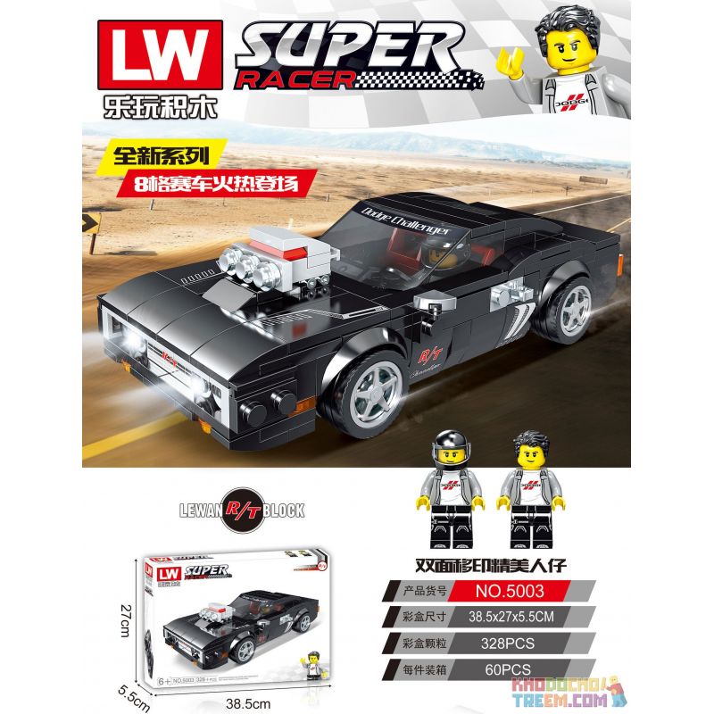 LW 5003 non  NÉ TRÁNH bộ đồ chơi xếp lắp ráp ghép mô hình Speed Champions Racing Cars SUPER RACER DODGE CHARGER Đua Xe Công Thức 328 khối