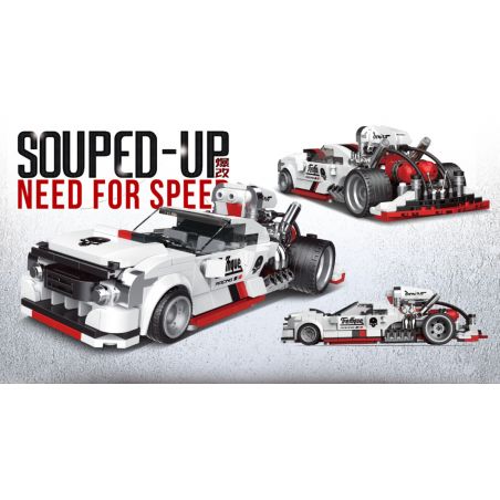 BRICKCOOL KC001 non  ÁNH SÁNG TRẮNG tỷ lệ 1:24 bộ đồ chơi xếp lắp ráp ghép mô hình Racers SOUPED-UP NEED FOR SPEED Đua Tốc Độ 436 khối
